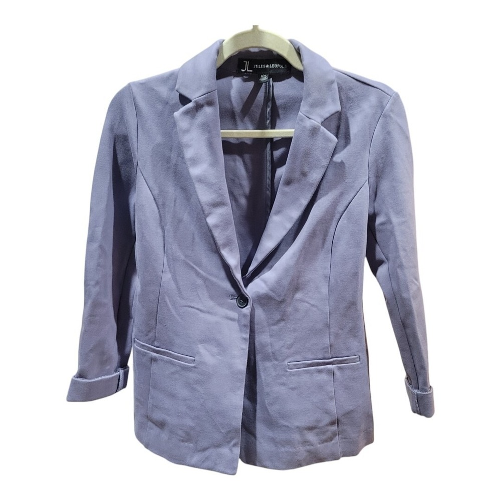 Jules & Leopold Blazer Jacket Womens Size Medium Purple Open Front Career Office